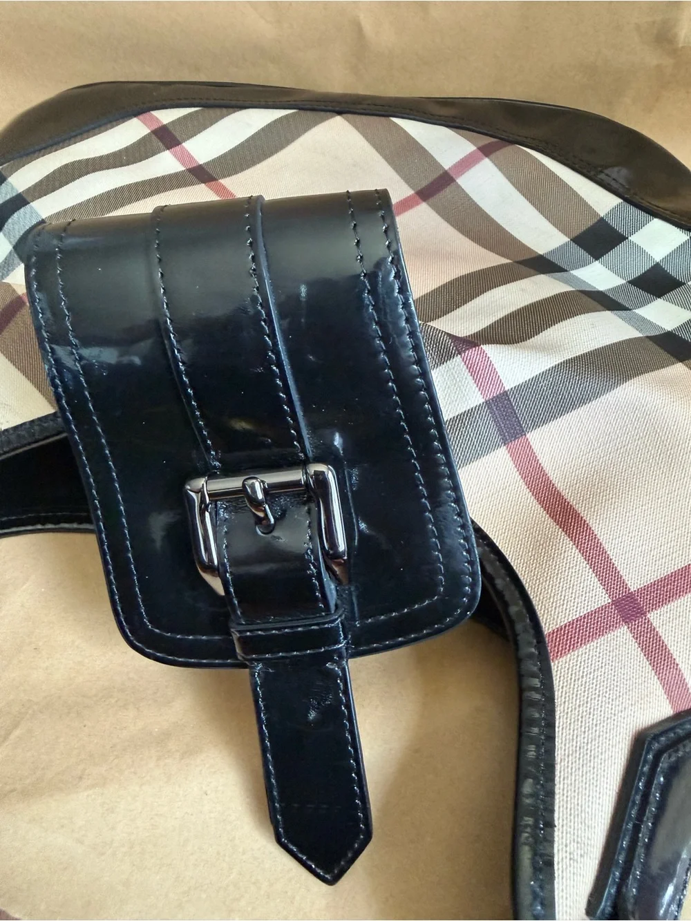 Burberry Nova Check Canvas Brook Hobo Bag